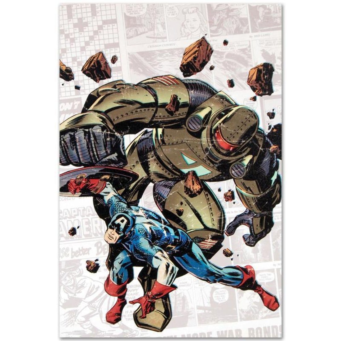 Marvel Comics "Captain America: The 1940s Newspaper Strip #2" Numbered Limited Edition Giclee on: A piece of comic book history, this limited edition, from original art by Butch Guice, depicts the classic Captain America. Working in the comic industry since the 1980s, Jackson "Butch" Guice is know