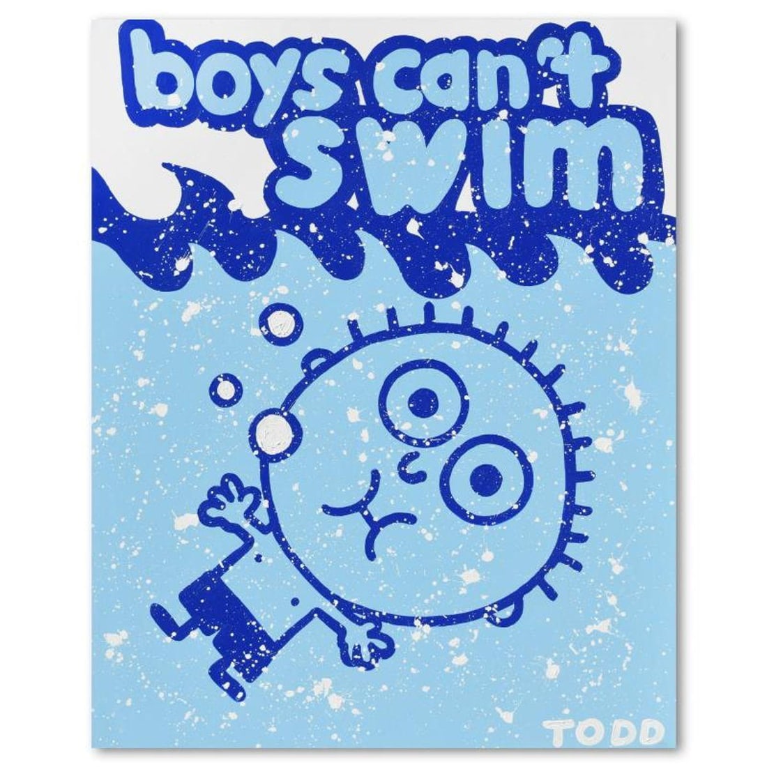 Todd Goldman, "Boys Can't Swim" Original Acrylic Painting on Gallery Wrapped Canvas (48" x 60"),: Boys Can't Swim is an original acrylic painting on gallery wrapped canvas by Todd Goldman, hand signed by the artist. Includes Letter of Authenticity. Measures approx. 48" x 60" (image). Due to the wa