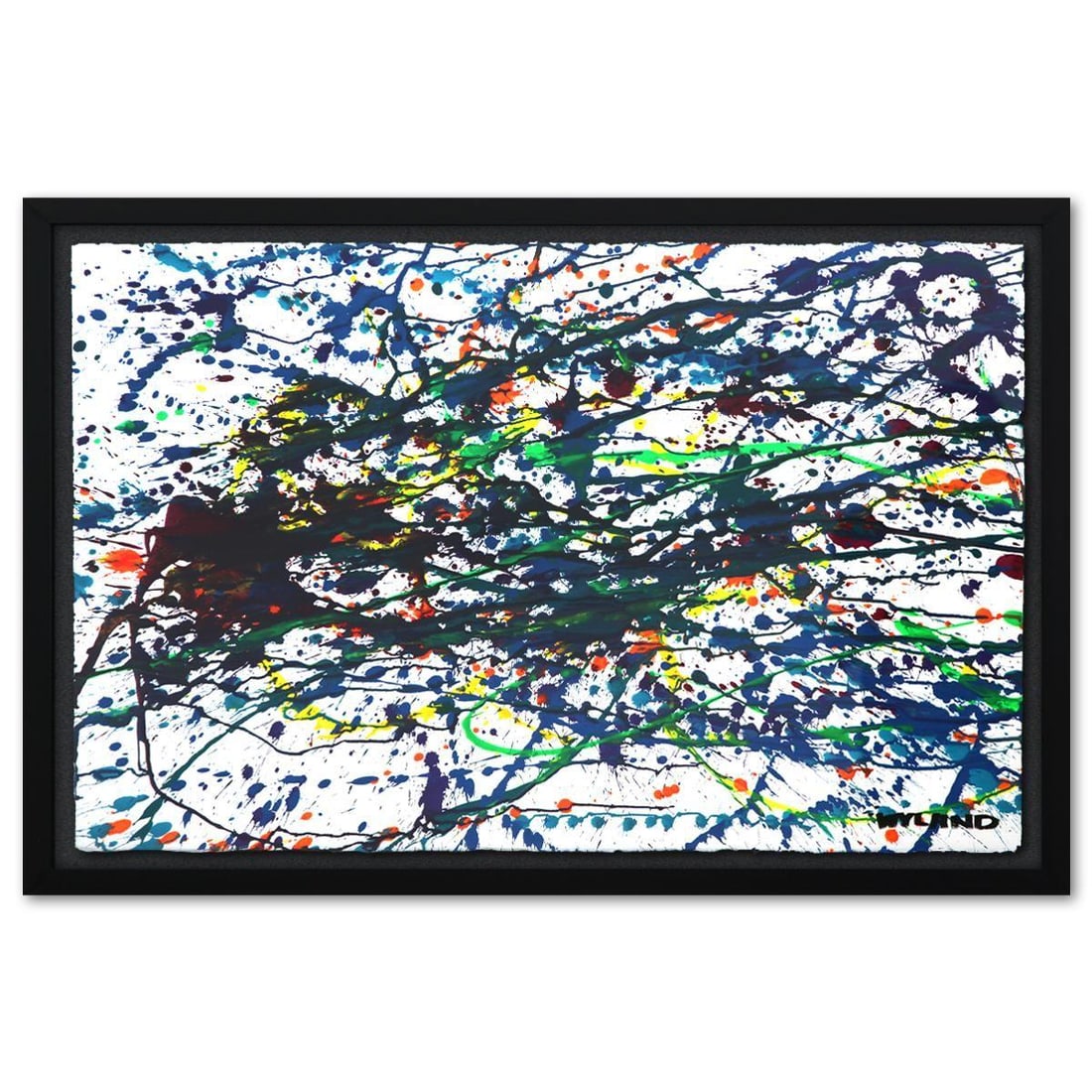Wyland- Original Watercolor Painting on Deckle Edge Paper "Abstract Drip": Artist: Wyland. Medium: Original Watercolor Painting on Deckle Edge Paper. Title: Abstract Drip. Size: 26" x 40". Measures approx. 30" x 44" (framed). Signature: Hand signed. Certificate of Authentici