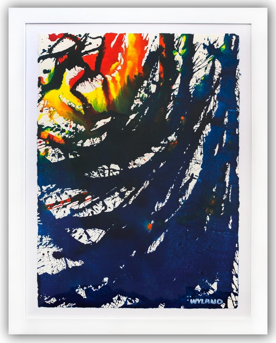 Wyland- Original Watercolor Painting on Deckle Edge Paper "Abstract": Artist: Wyland. Medium: Original Watercolor Painting on Deckle Edge Paper. Title: Abstract. Size: 30" x 22". Measures approx. 36" x 29" (framed). Signature: Hand Signed by the artist. Certificate of A