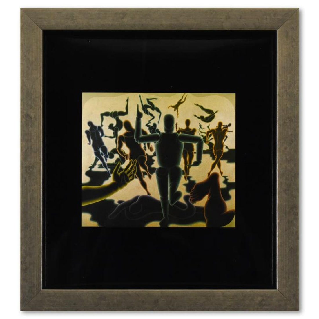 Victor Vasarely (1908-1997), "Etude Homme En Mouvement de la serie Graphismes 1" Framed 1977: Etude Homme En Mouvement de la serie Graphismes 1 is a heliogravure print on paper, published in 1977, by Victor Vasarely (1908-1997). This piece comes custom framed, with a letter of authenticity and