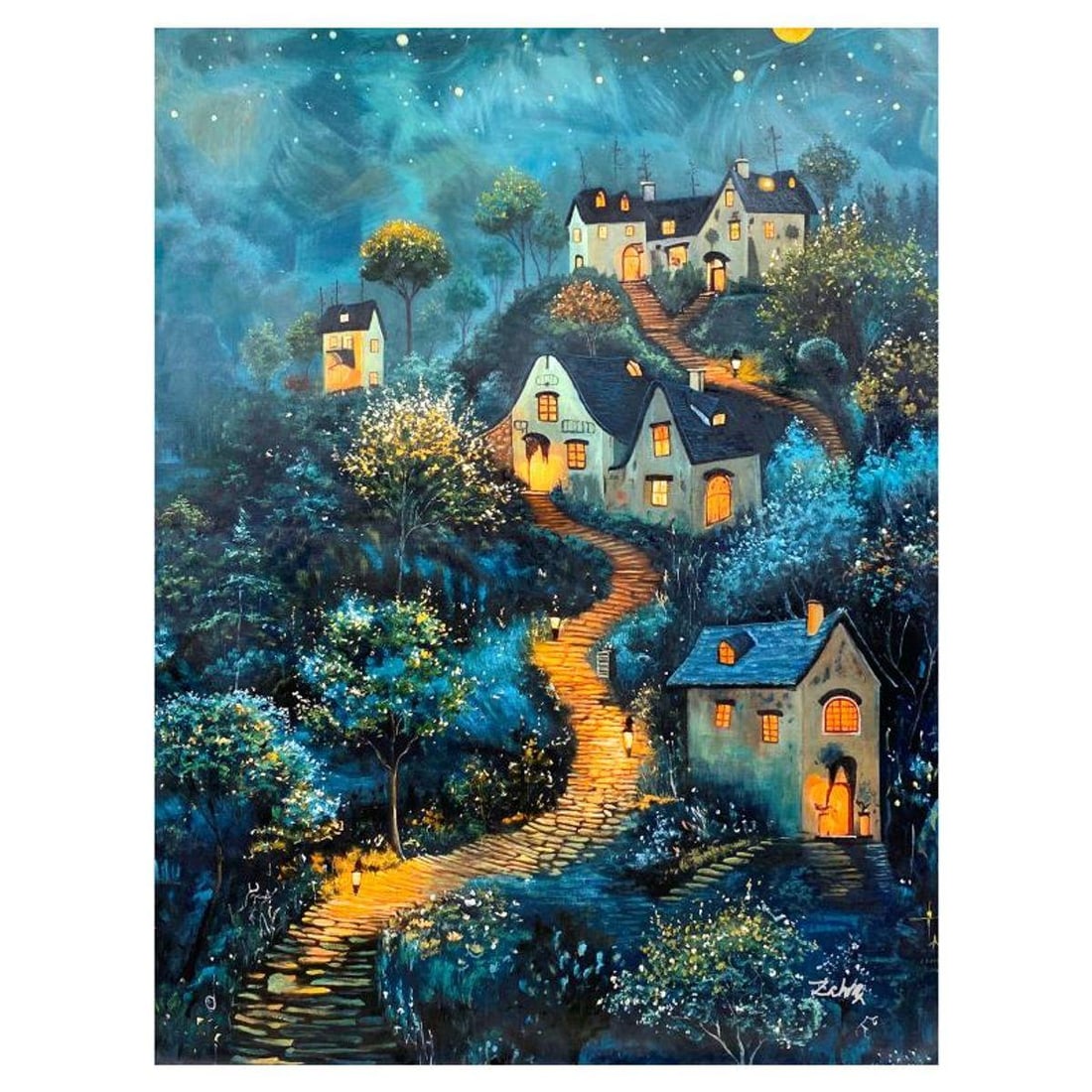 Zahra, Original Acrylic Painting on Canvas, Hand Signed with Letter of Authenticity.: This is an original acrylic painting on canvas by Zahra, hand signed by the artist. Includes Letter of Authenticity. Measures approx. 40" x 30" (image).
