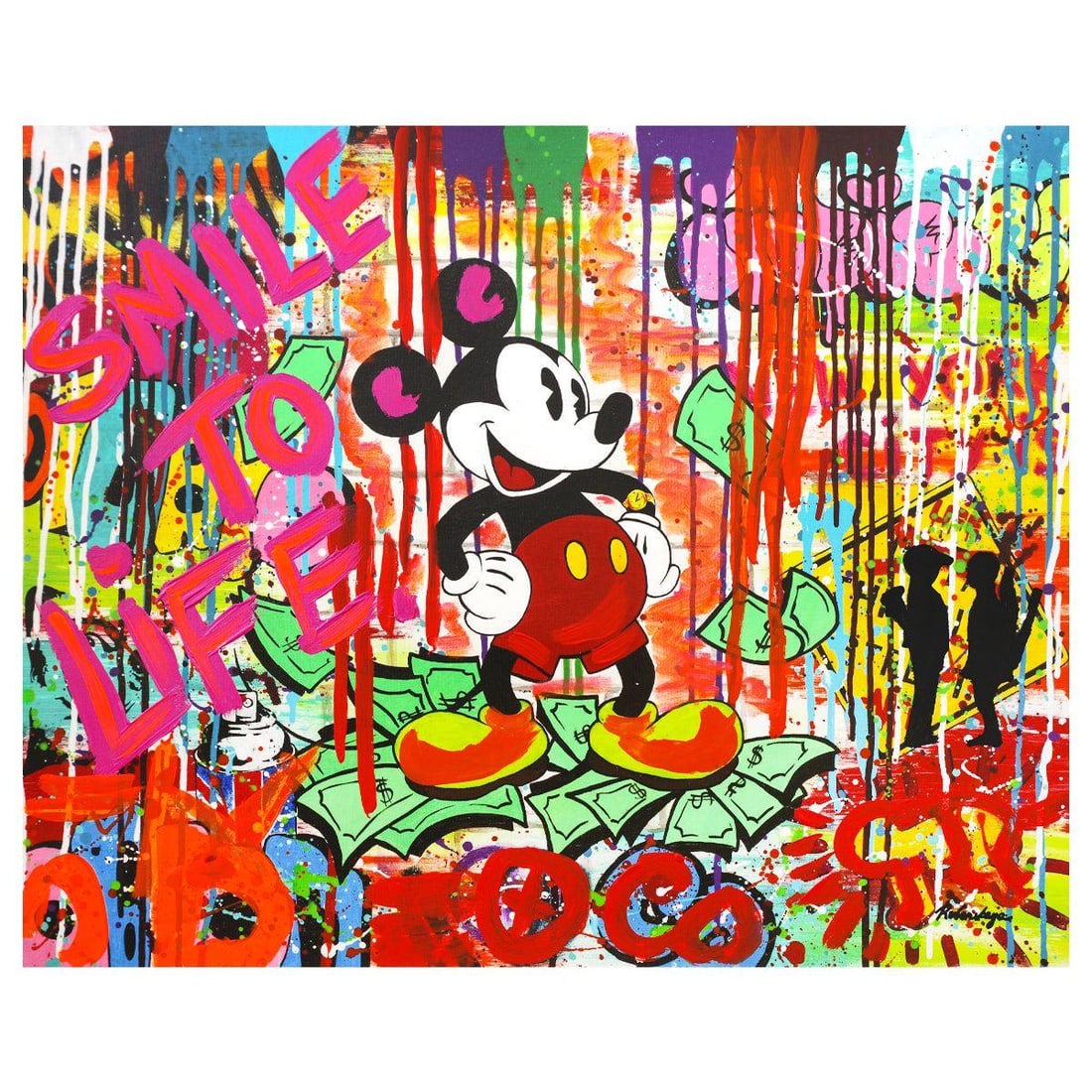 Nastya Rovenskaya- Mixed Media "Mr. Dollar Bill": Artist: Nastya Rovenskaya. Medium: Mixed Media. Title: Mr. Dollar Bill. Size: 24" x 30". Signature: Hand Signed. Certificate of Authenticity: Is included. Reference#: 44458.