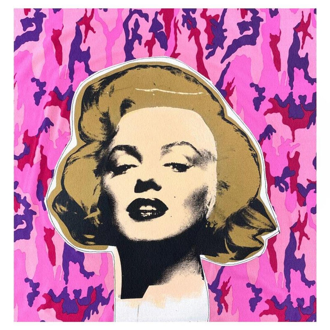 Steve Kaufman (1960-2010), "Marilyn Monroe" Hand Embellished Limited Edition Mixed Media Silkscreen: Marilyn Monroe is a hand embellished limited edition silkscreen mixed media on canvas stitched to fabric backing by Andy Warhol protege, Steve Kaufman (1960-2010). This piece is CP numbered 4/50 and h