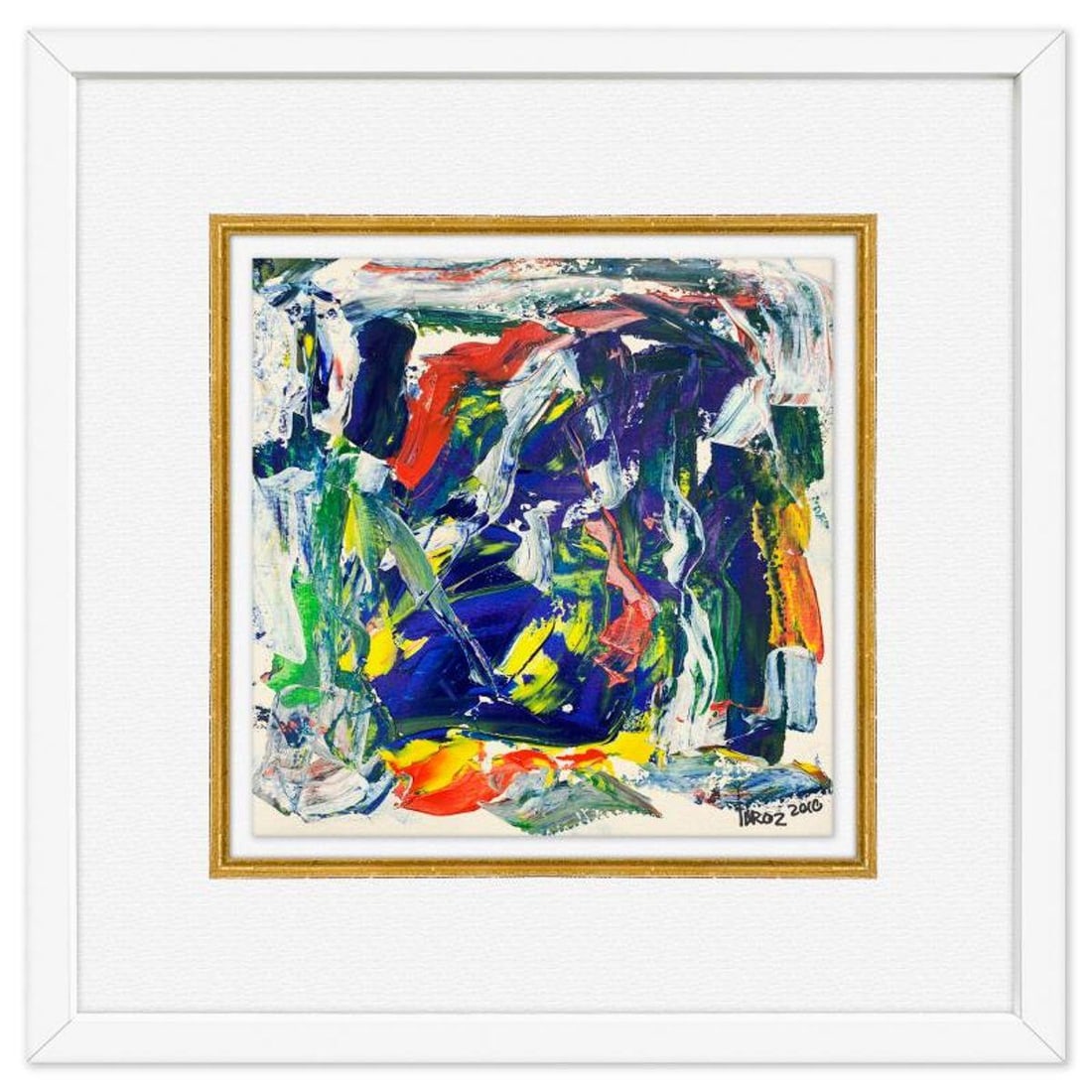 Yuroz, Framed Original Painting, Hand Signed with Letter of Authenticity.: This is an original painting on paper by Yuroz, hand signed by the artist. This piece comes custom framed on linen. Includes Letter of Authenticity. Measures approx. 18" x 18" (frame), 10" x 10" (imag