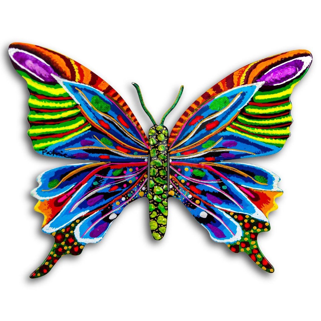 Patricia Govezensky- Original Painting on Cutout Steel "Butterfly": Artist: Patricia Govezensky. Medium: Original Painting on Cutout Steel. Title: Butterfly. Size: 6" x 8". Signature: Hand Signed by the artist. Certificate of Authenticity: Is included. Reference#: 562