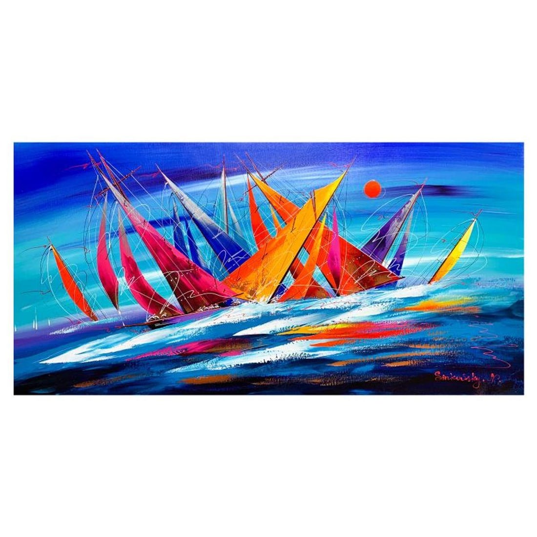 Natalia Sinkovsky, Hand Signed Original Acrylic Painting on Canvas with Letter Authenticity.: This is an original acrylic painting on canvas by Natalia Sinkovsky, hand signed by the artist. Includes Letter of Authenticity. Measures approximately 24" x 48" (image).