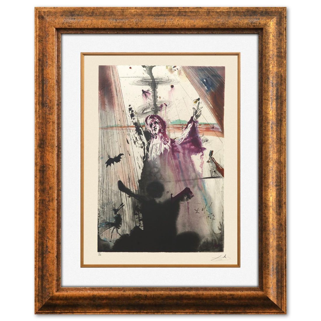 Salvador Dali- Original Lithograph "I have set before thee": Artist: Salvador Dali. Medium: Original Lithograph. Title: I have set before thee. Size: 20" x 16". Measures approx. 35" x 29" (framed). Signature: Hand signed and numbered. Certificate of Authenticit