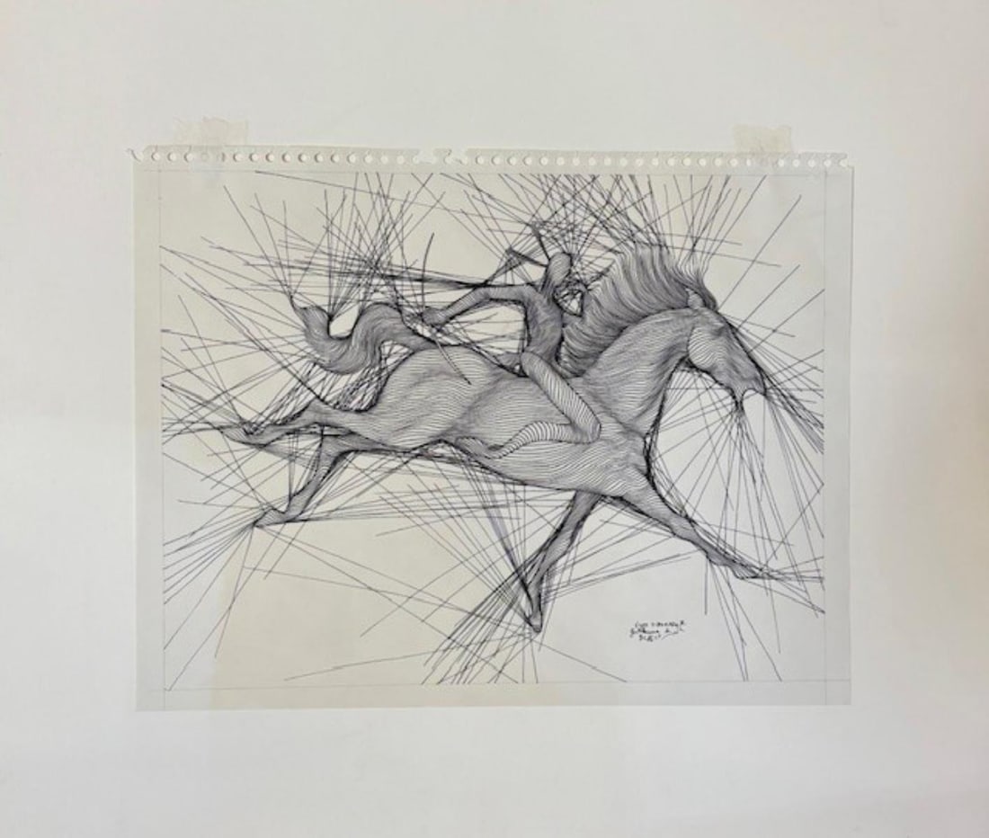 Guillaume Azoulay- Pen and ink drawing on paper: Artist: Guillaume Azoulay. Medium: Pen and ink drawing on paper. Size: 20" x 24". Signature: Hand Signed. Reference#: 33526.