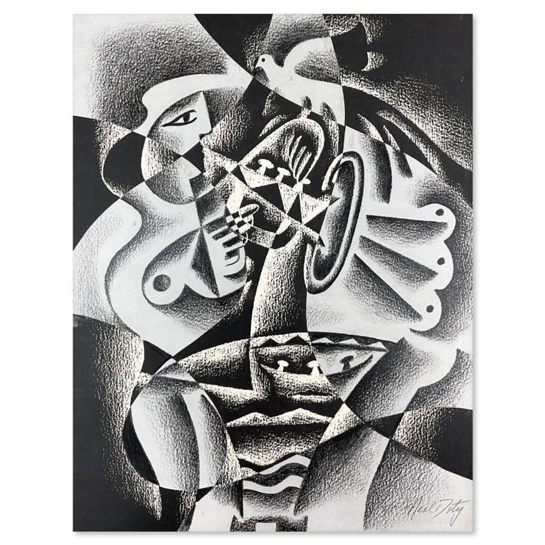 Neal Doty (1941-2016), "Take Off" One-of-a-Kind Hand Signed Print with Letter of Authenticity.: Take Off is a hand signed print on paper by Neal Doty (1941-2016). Includes Letter of Authenticity. Measures approx. 10" x 13" (image). There is some minor creasing on the corners that may be conceale