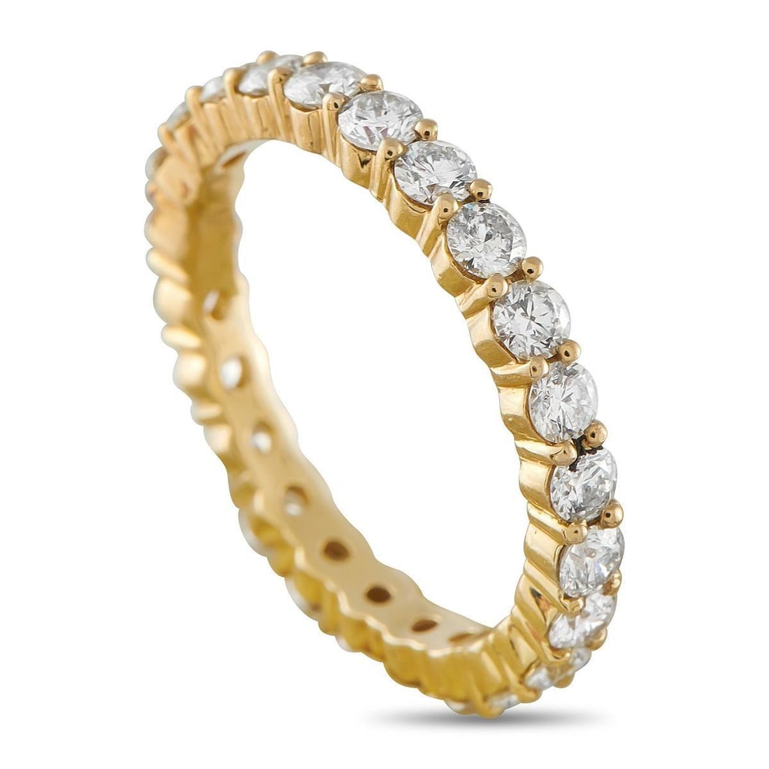 14K YELLOW GOLD 2.04CT DIAMOND ETERNITY BAND RING: This eternity band ring is an effortless addition to any luxury jewelry collection. The simple 14K Yellow Gold setting beautifully showcases a series of sparkling Diamonds with a total weight of 2.04 