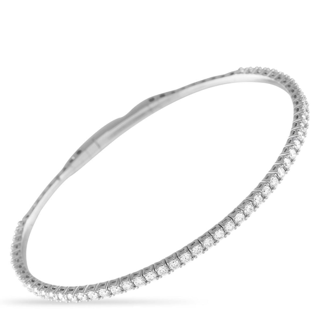 14K WHITE GOLD 1.55CT LAB-GROWN DIAMOND BRACELET: This elegant bangle tennis bracelet exudes quiet luxury. The minimalist 14K White Gold setting beautifully showcases this pieces stunning series of Lab Grown Diamonds, which together possess a total w