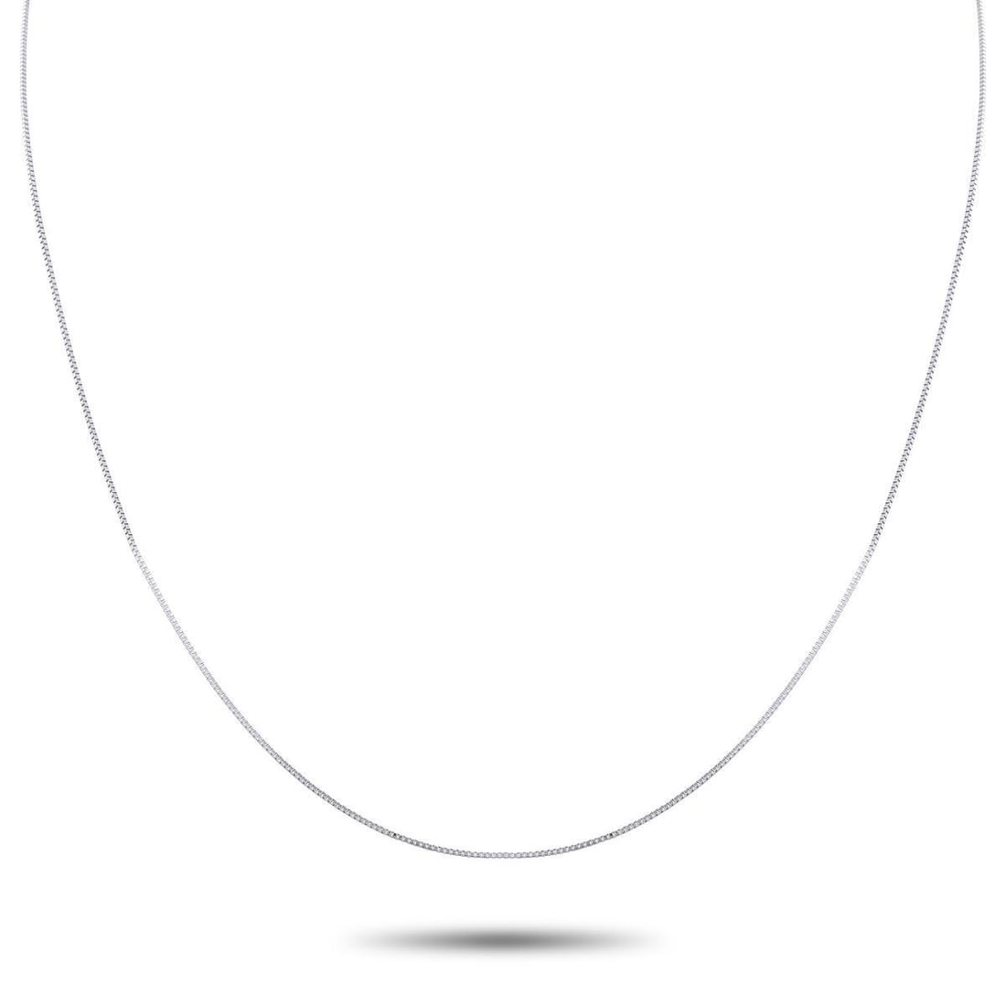 PLATINUM CHAIN NECKLACE: This sleek Platinum chain necklace will look elegant when paired with any pendant. The sleek box-style chain measures 17 long and includes ring clasp closure.This jewelry piece is offered in estate co