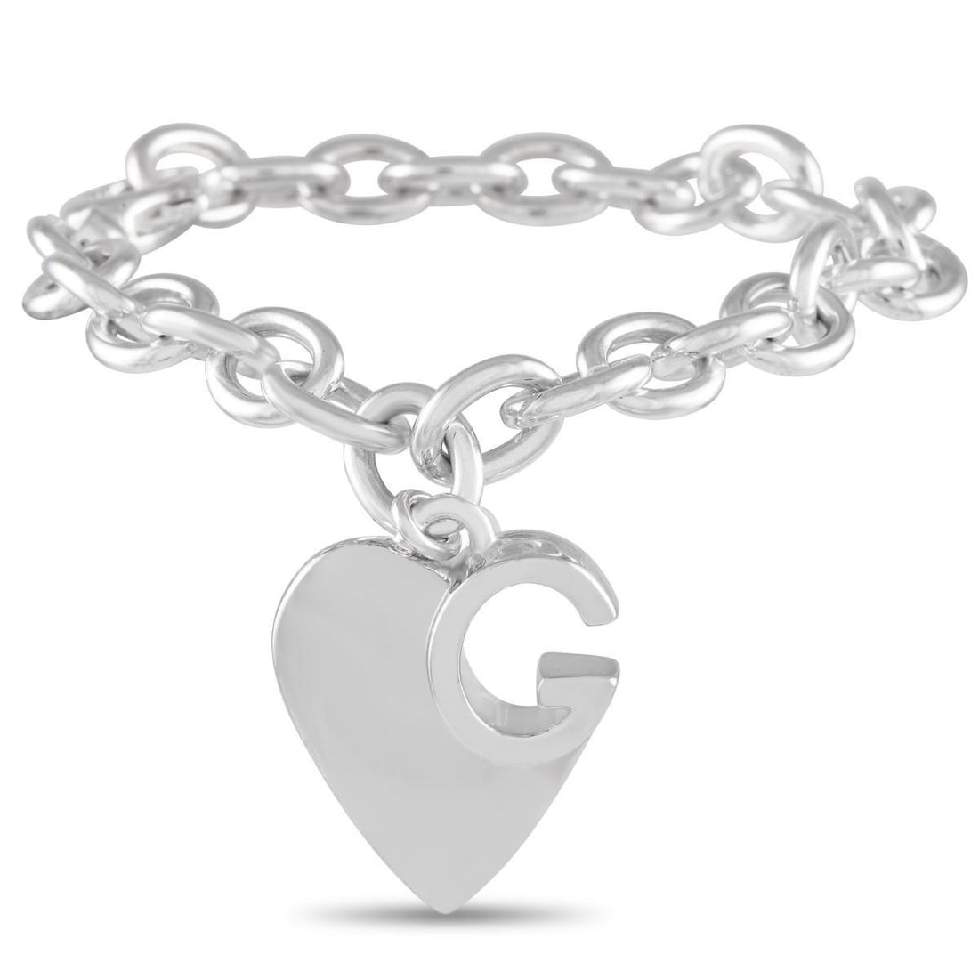 GUCCI SILVER HEART CHAIN BRACELET (1 of 3)