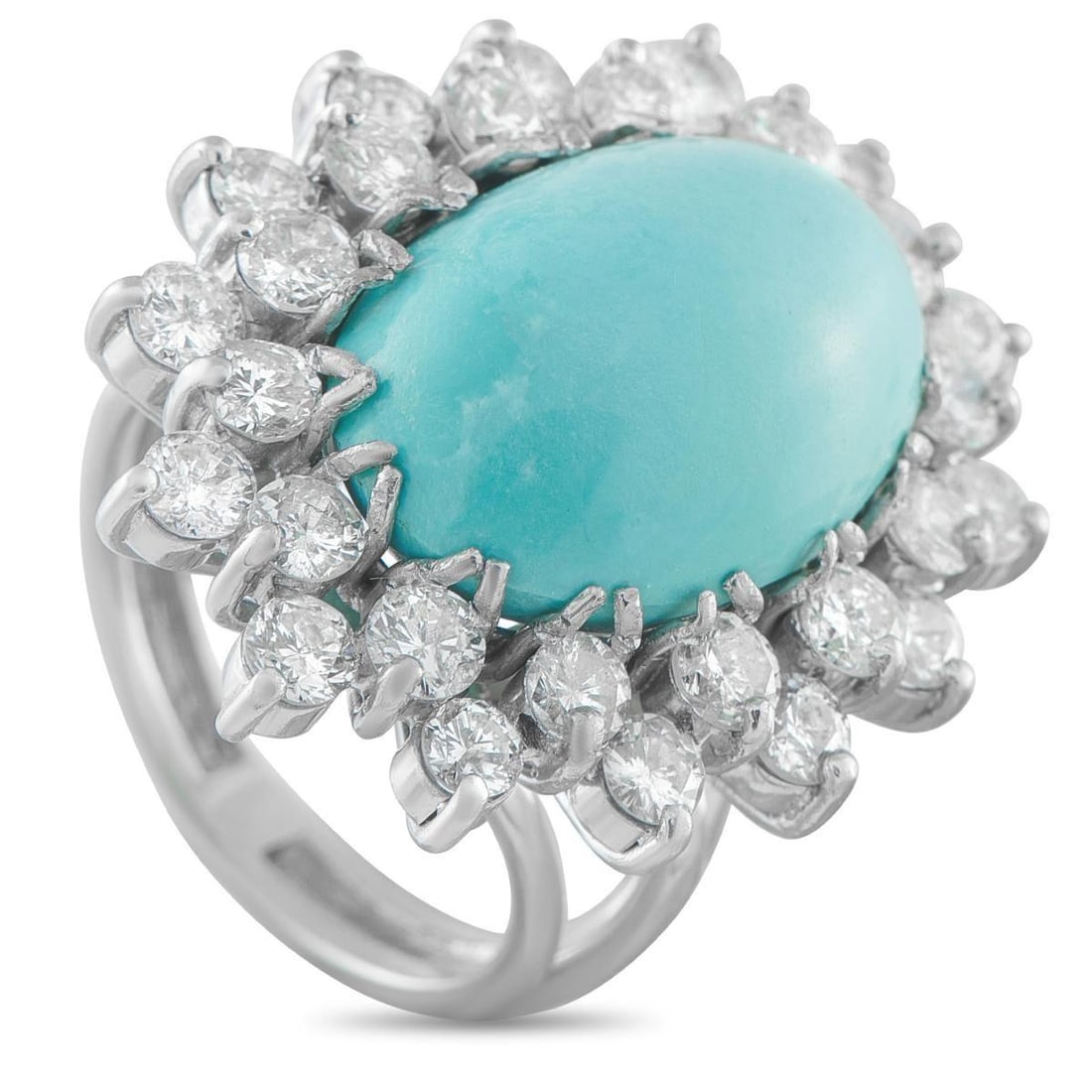 18K WHITE GOLD 2.60CT DIAMOND AND TURQUOISE RING (1 of 3)