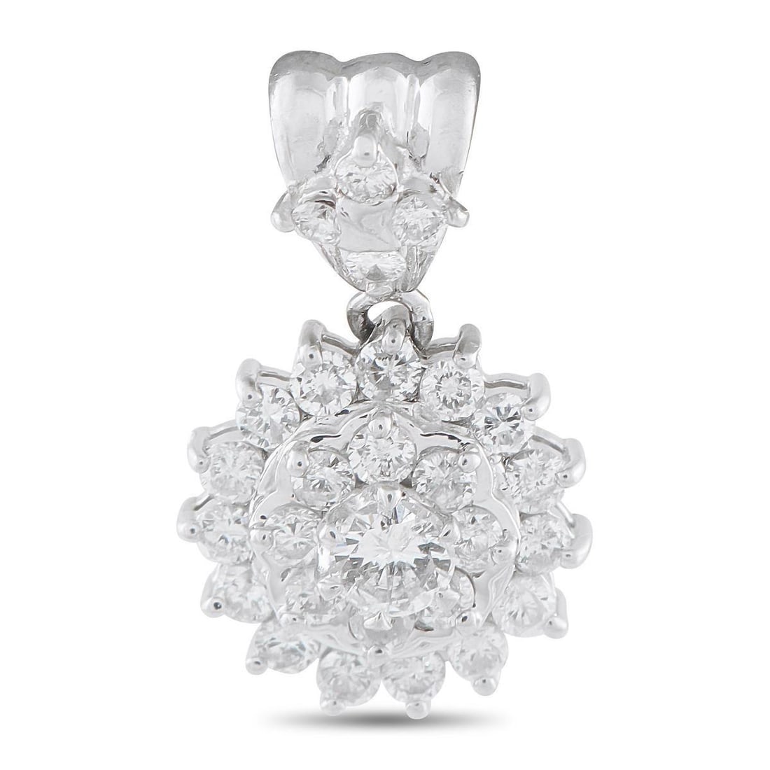 PLATINUM 1.0CT DIAMOND PENDANT: Sparkling Diamonds with a total weight of 1.0 carats make this simple, elegant pendant come alive every time it catches the light. Perfectly understated, its crafted from Platinum and measures 0.75 lo