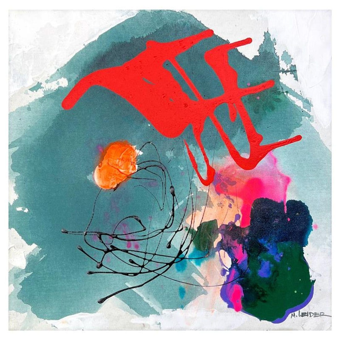 Moshe Leider, Original Painting on Canvas, Hand Signed with Letter of Authenticity.: This is an original painting, acrylic on canvas by Moshe Leider. The piece is hand signed by the artist and includes a letter of authenticity. Measures approximately 15.5" x 15.5" (image).