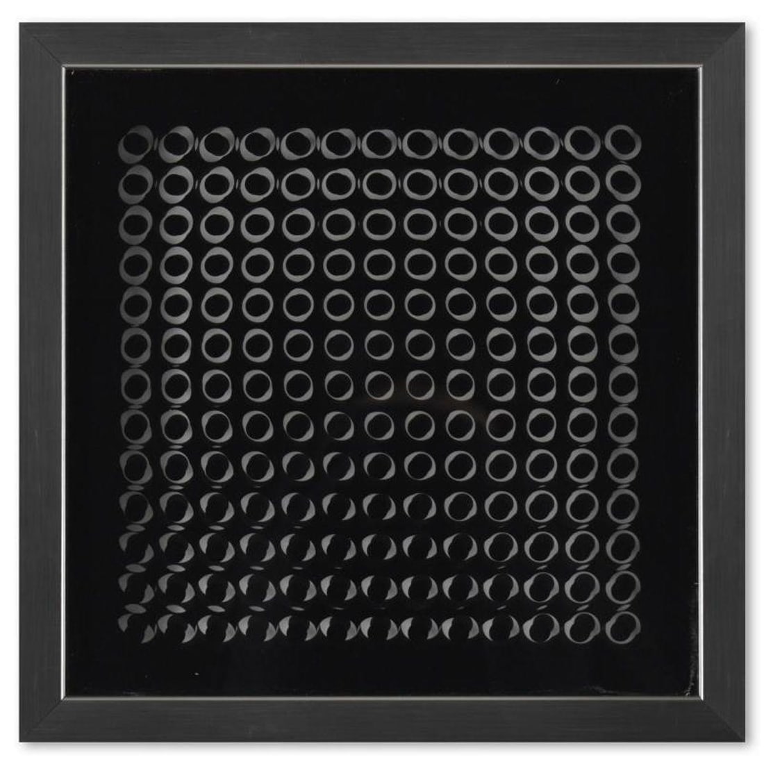 Victor Vasarely (1908-1997), "Trois Dimensions Optique de la serie Cinetiques" Framed 1973: Trois Dimensions Optique de la serie Cinetiques is a dimensional artwork, published in 1973, by Victor Vasarely (1908-1997). This piece comes custom framed, with a letter of authenticity and with a 19