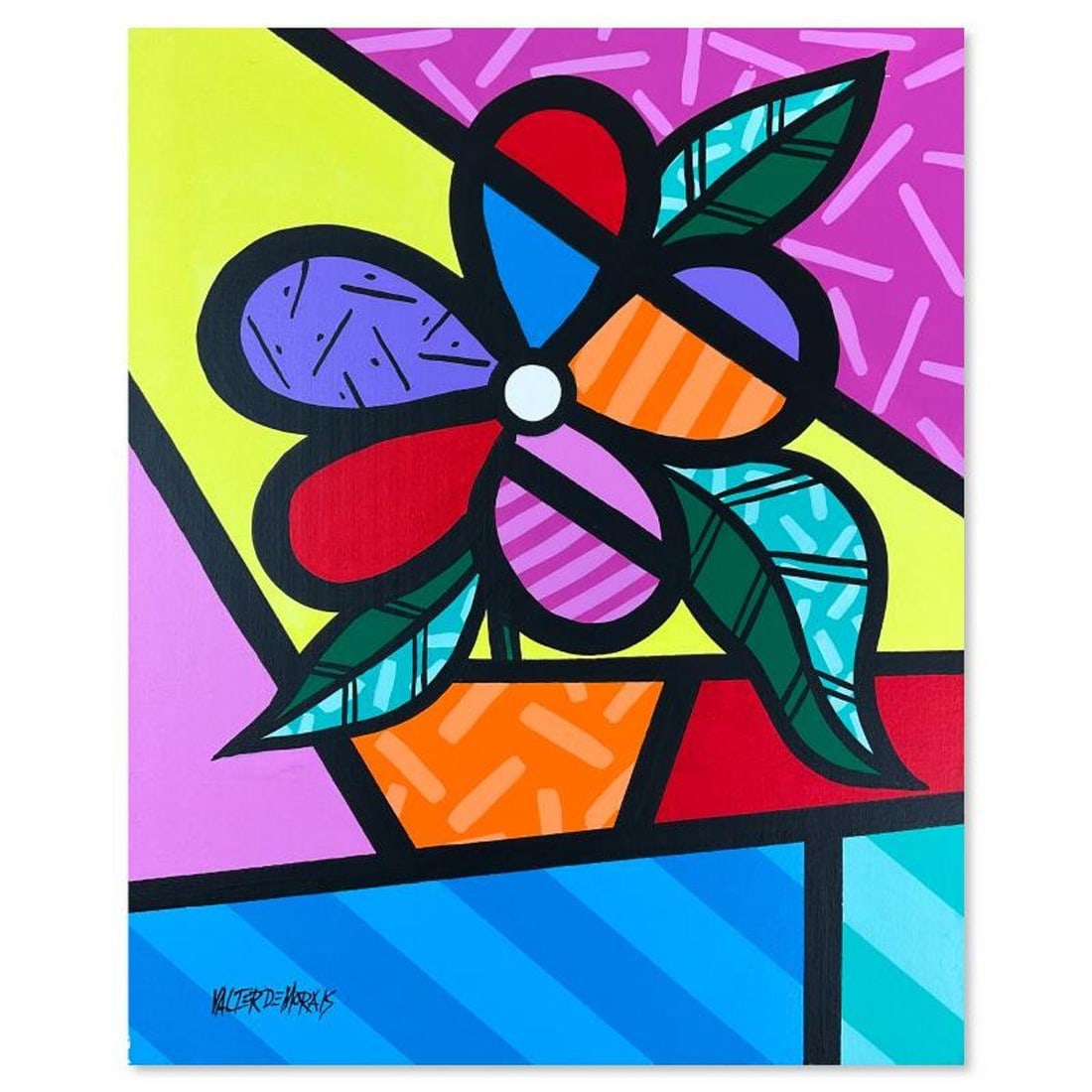 Valter Morais, Original Acrylic Painting on Canvas, Hand Signed with Letter of Authenticity.: This is an original acrylic painting on stretched canvas by Valter Morais, hand signed by the artist. Includes Letter of Authenticity. Measures approx. 20" x 16" (image). There are scuffs around the e