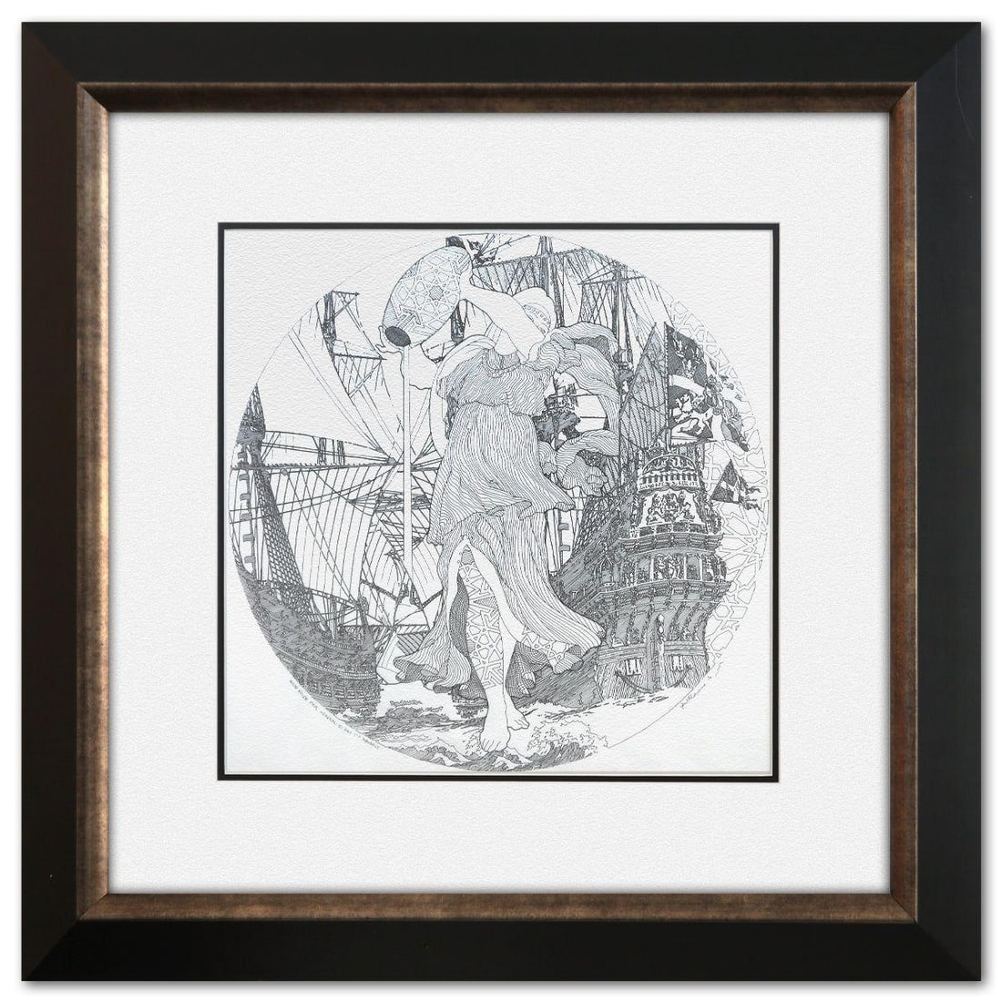 Guillaume Azoulay- Original Sketch "Aubrey Estude pour Versan": Artist: Guillaume Azoulay. Medium: Original Sketch. Title: Aubrey Estude pour Versan. Size: 18" x 18". Measures approx. 31" x 31" (framed).