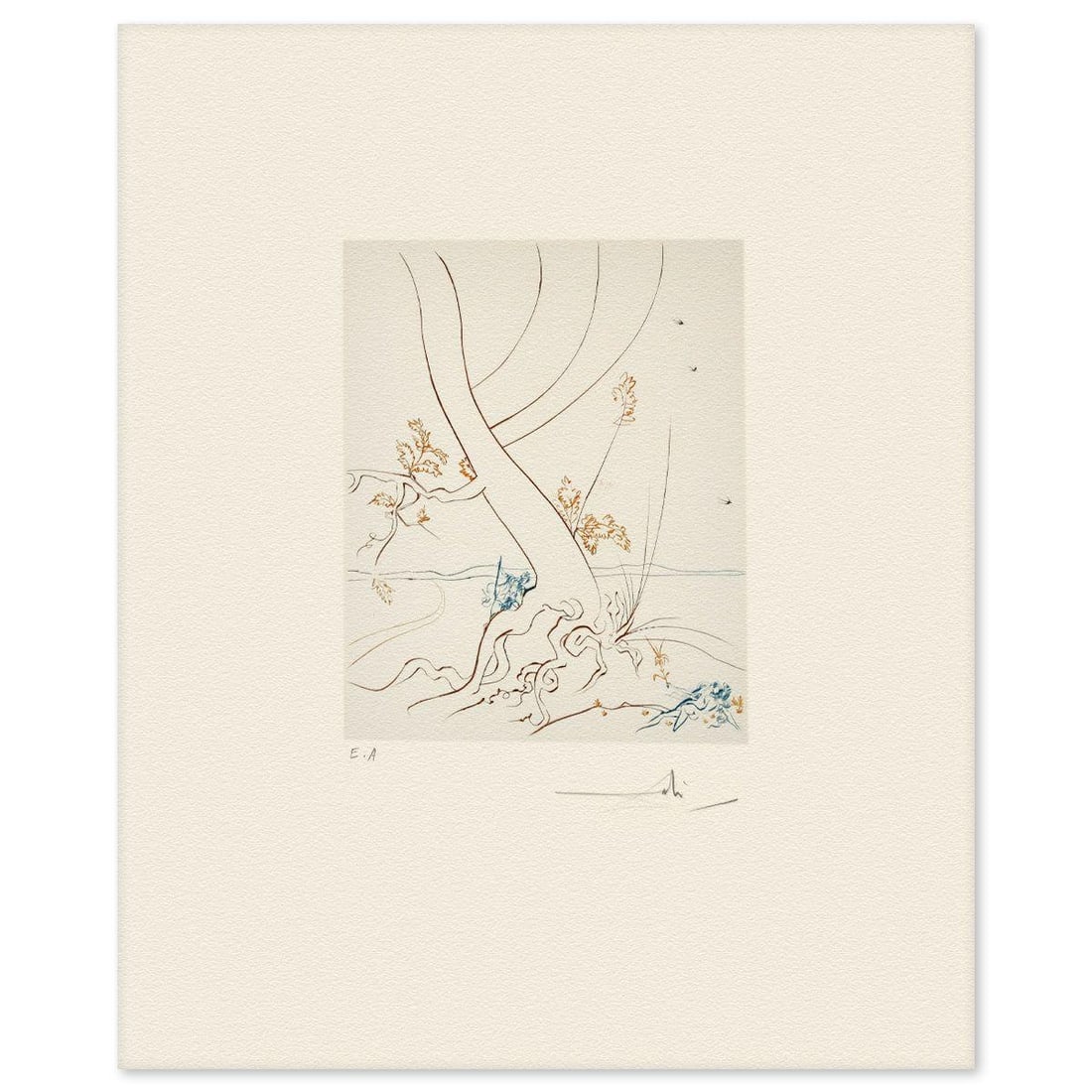 Salvador Dali- Etching "The Tree of Knowledge": Artist: Salvador Dali. Medium: Etching. Title: The Tree of Knowledge. Size: 22" x 18". Signature: Hand signed and numbered. Reference#: 74712.
