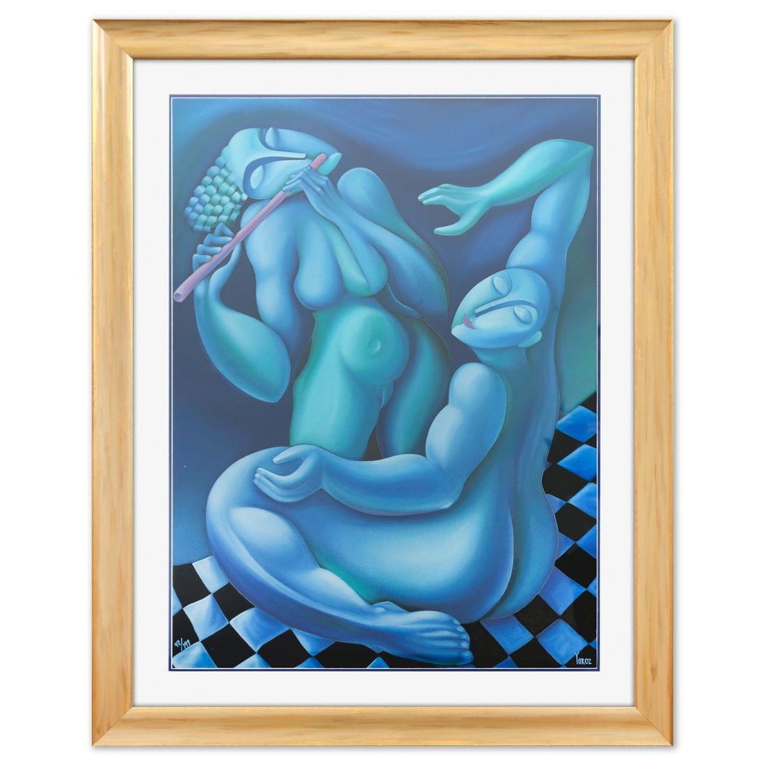 Yuroz- Serigraph "May I Touch Your Music": Artist: Yuroz. Medium: Serigraph. Title: May I Touch Your Music. Size: 40" x 30". Measures approx. 50" x 40" (framed). Signature: Hand Signed and numbered. Additional: 92/199. Reference#: 26386.
