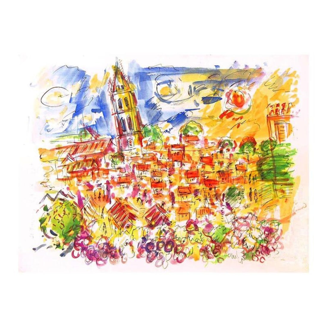 Wayne Ensrud, "St Emilion, 2" Mixed Media Original Artwork; Hand Signed; COA: St Emilion - 2 is an original Mixed Media on Paper by Wayne Ensrud. The piece is hand signed by the artist and comes with a Certificate of Authenticity. Measures approximately 22" x 30".