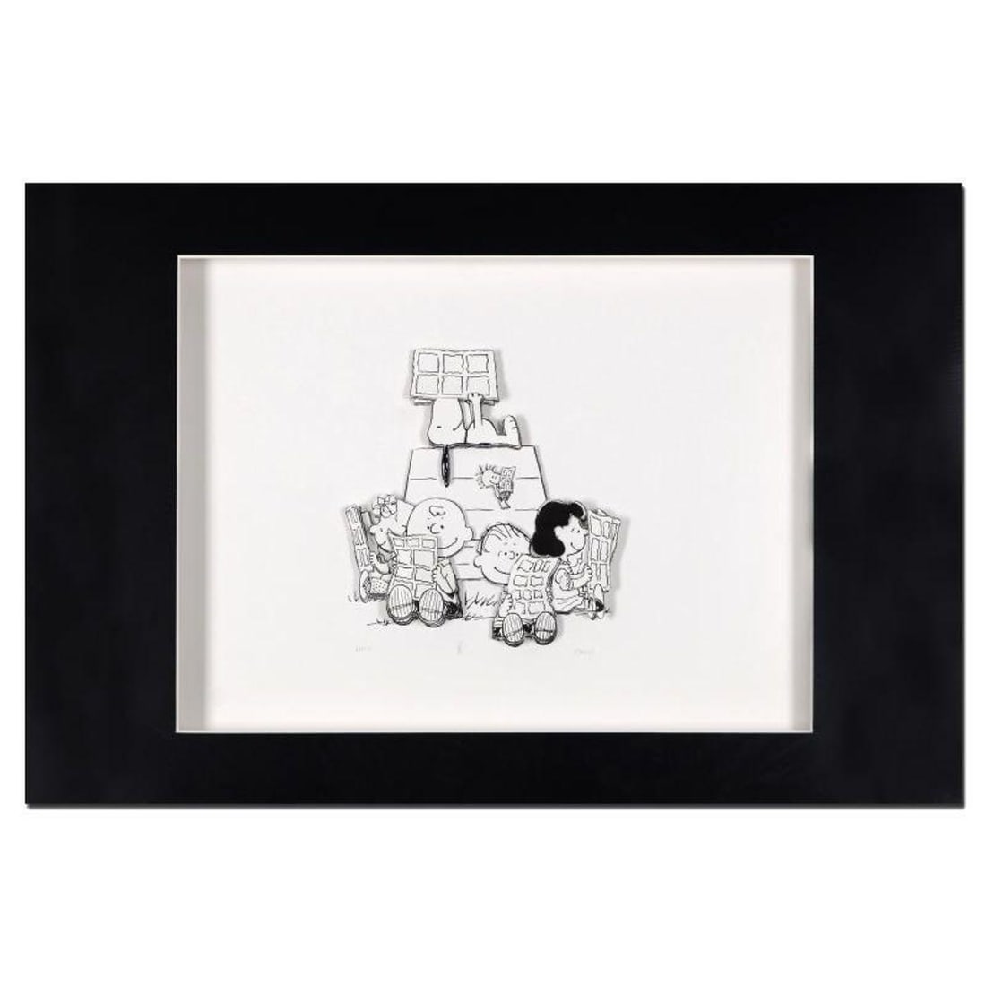 Peanuts, "Down Time" Hand Numbered Limited Edition 3D Decoupage with Certificate of Authenticity.: Created from the original artwork archived at the studio, "Down Time" portrays the simple yet emotive art of Charles. M. Schulz, creator of PEANUTS. This 3D decoupage print on paper is hand numbered