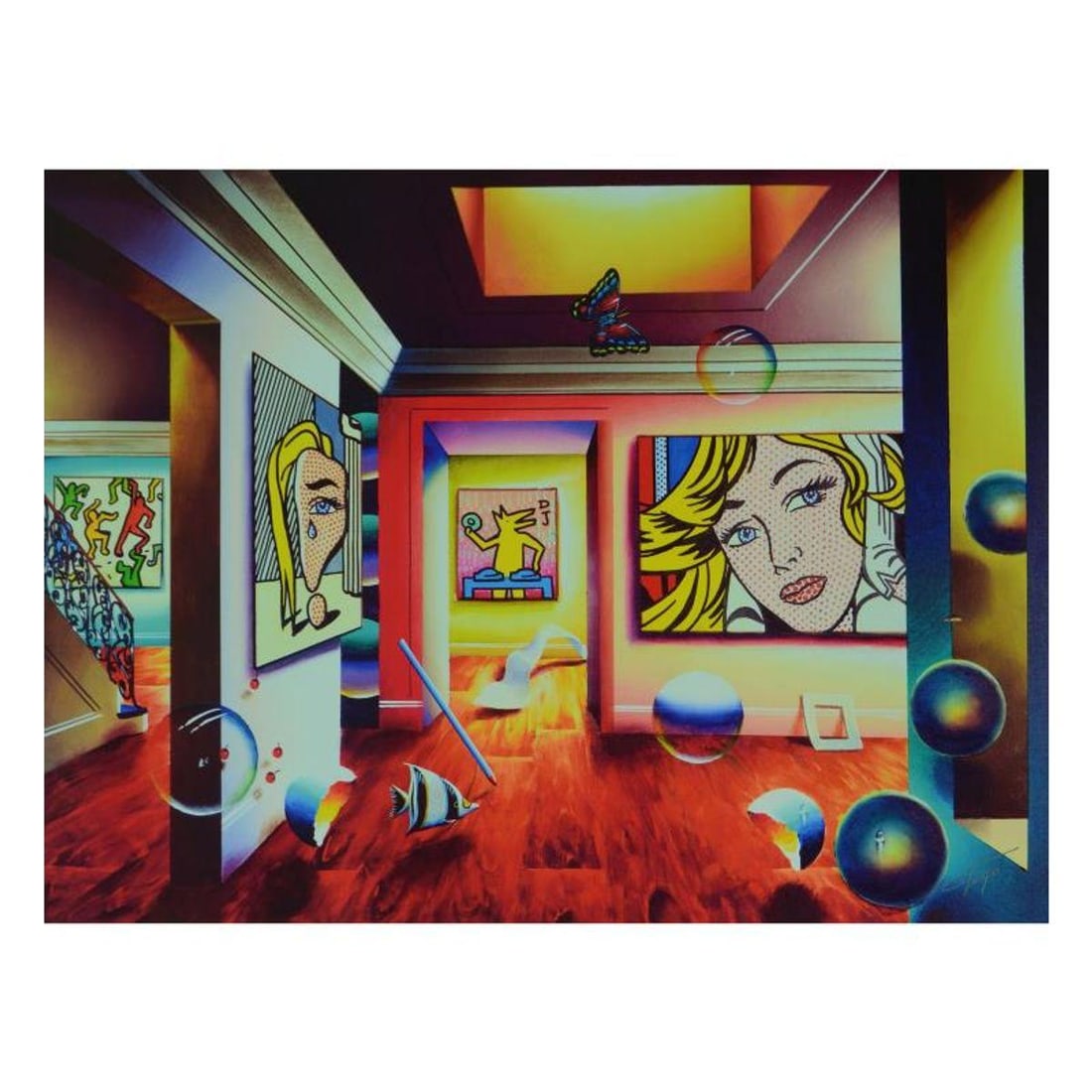 Ferjo, "Pop Interior" Limited Edition on Canvas, Numbered and Signed with Letter of Authenticity.: Pop Interior is a limited edition giclee on canvas, bearing Ferjo's authorized signature. Includes Letter of Authenticity. Measures approx. 24" x 18" (image). This item requires special handling and m