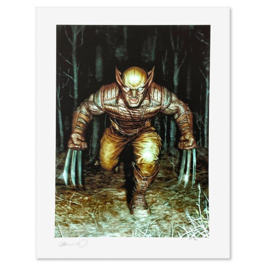 Marvel Comics & Lee Bermejo, "Wolverine" Limited Edition, PP Numbered 3/4 and Signed with Letter of: Wolverine is a limited edition giclee on paper from Marvel Comics and Lee Bermejo, PP numbered 3/4 and bearing the authorized signature of the artist. Includes Letter of Authenticity. Measures approx.