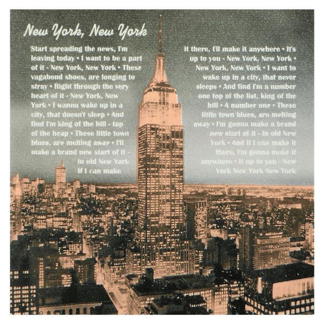 Ringo Daniel Funes, "New York, New York" One-of-a-Kind Hand Pulled Silkscreen on Canvas, Hand Signed: New York, New York is a one-of-a-kind hand-pulled silkscreen on canvas by Ringo (Daniel Funes) - protege of Andy Warhol's apprentice, Steve Kaufman. This piece is hand signed by the artist and Include