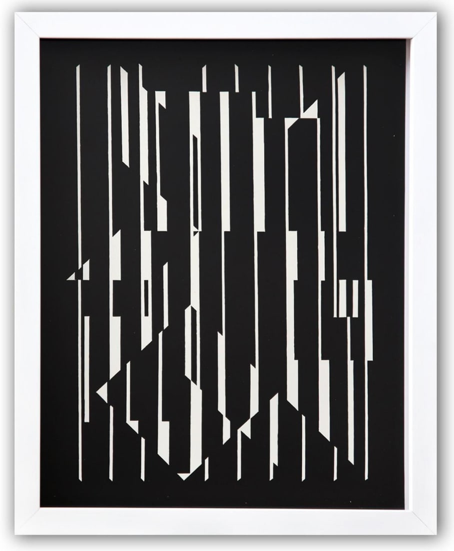 Victor Vasarely- Heliogravure Print "Untitled": Artist: Victor Vasarely. Medium: Heliogravure Print. Title: Untitled. Size: 14" x 11". Measures approx. 15" x 12" (framed). Additional: Custom Framed. Reference#: 21570.