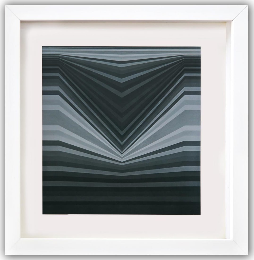 Victor Vasarely- Heliogravure Print "Untitled": Artist: Victor Vasarely. Medium: Heliogravure Print. Title: Untitled. Size: 11" x 10". Measures approx. 13" x 12" (framed). Additional: Custom Framed. Reference#: 21472.
