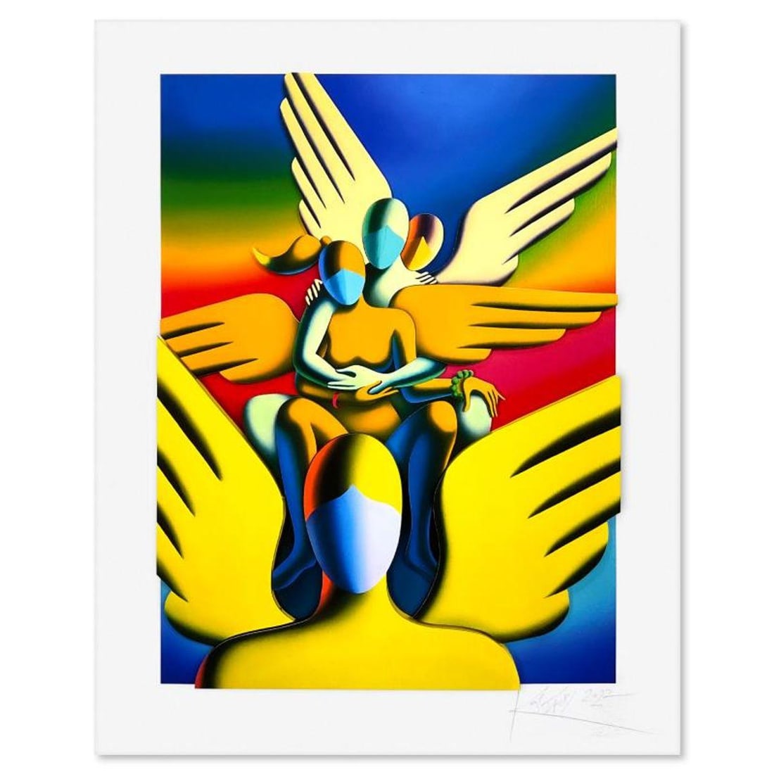 Mark Kostabi, "Essential Family" Limited Edition 3D Construction, Numbered and Hand Signed with: Essential Family is a limited edition 3D construction on paper by Mark Kostabi, hand signed by the artist. Includes Letter of Authenticity. Measures approx. 24" x 19" (with border). Reference#: 91298.