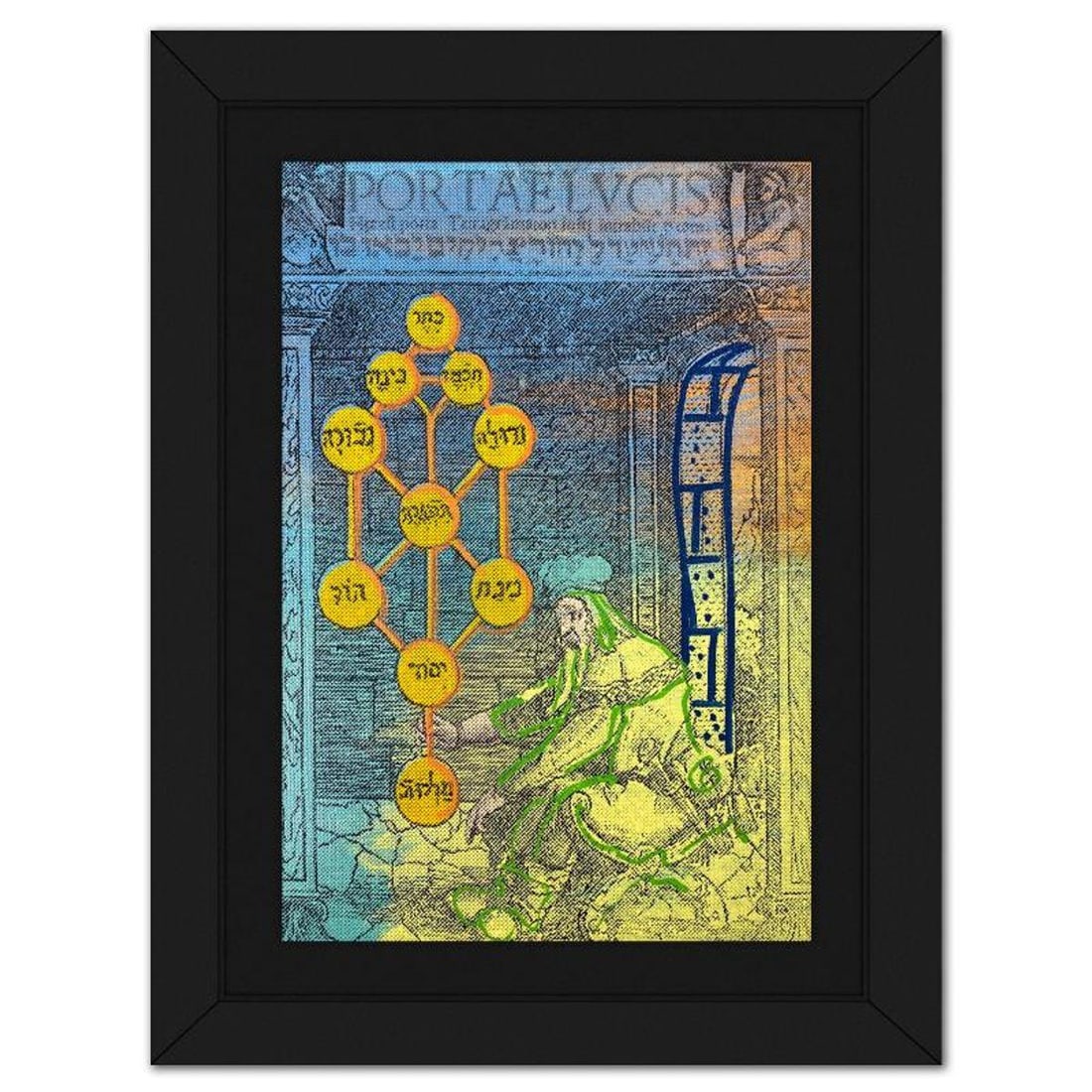 Steve Kaufman (1960-2010), "Kabbalah" Framed Hand Embellished Limited Edition Silscreen, Numbered: Kabbalah is a hand embellished limited edition silkscreen on canvas by Andy Warhol protege, Steve Kaufman (1960-2010), numbered 15/50 inverso and hand signed by the artist. This piece comes custom fra