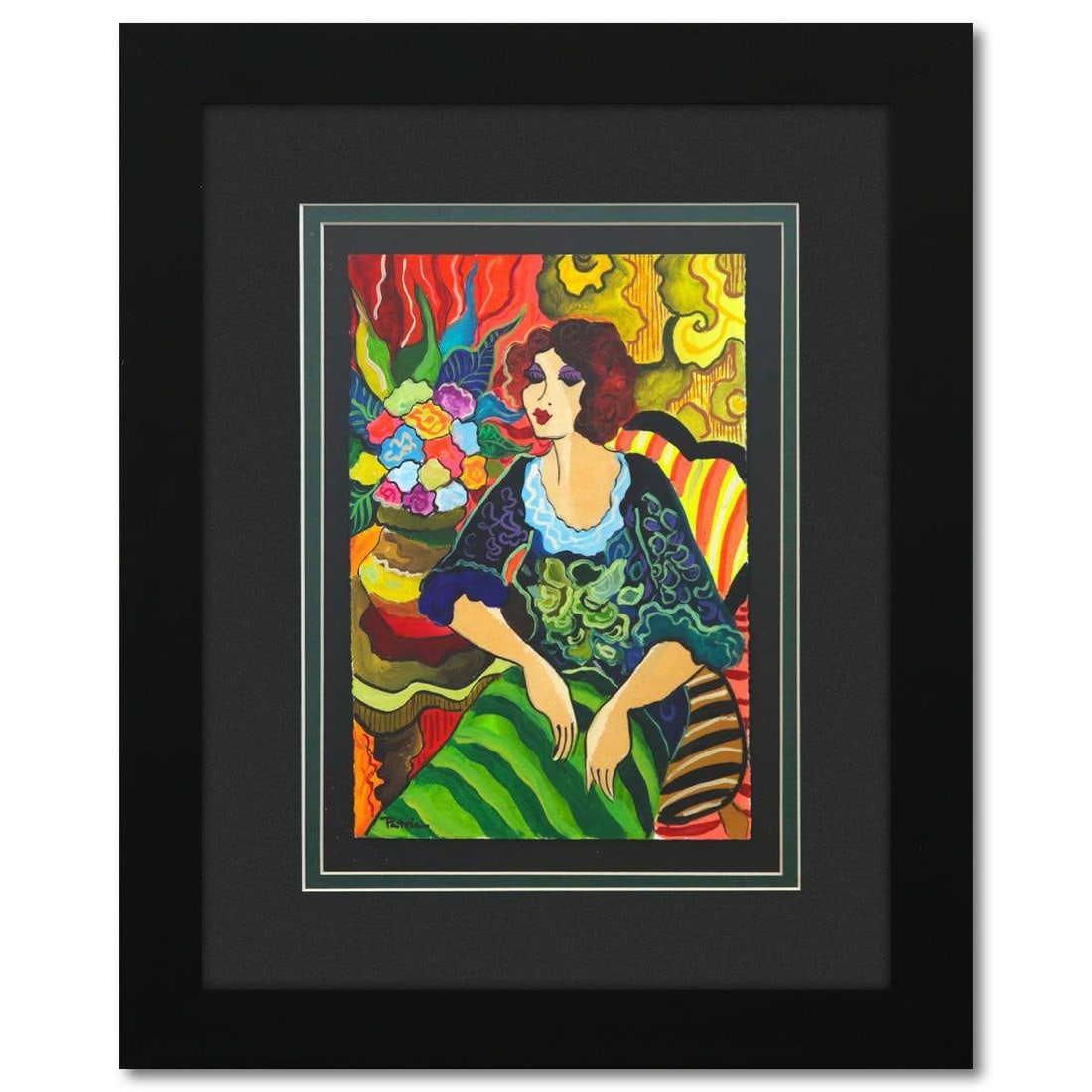 Patricia Govezensky- Original Watercolor "Waiting Table": Artist: Patricia Govezensky. Medium: Original Watercolor. Title: Waiting Table. Size: 11" x 7.5". Measures approx. 19" x 16" (framed). Signature: Hand signed by the artist. Certificate of Authenticity