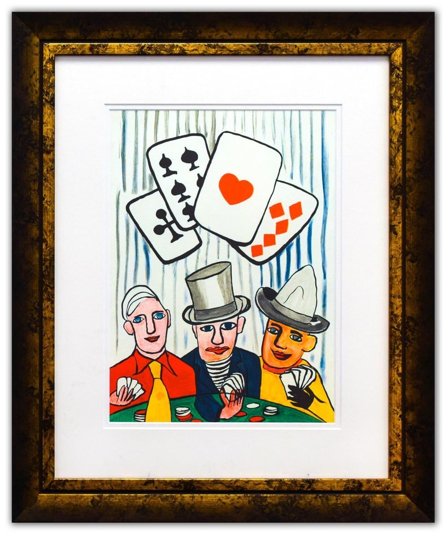 Alexander Calder- Lithograph "DLM212 - Joueurs de cartes I": Artist: Alexander Calder. Medium: Lithograph. Title: DLM212 - Joueurs de cartes I. Size: 15" x 11". Measures approx. 25" x 20" (framed). Certificate of Authenticity: Is included. Additional: Year : 19