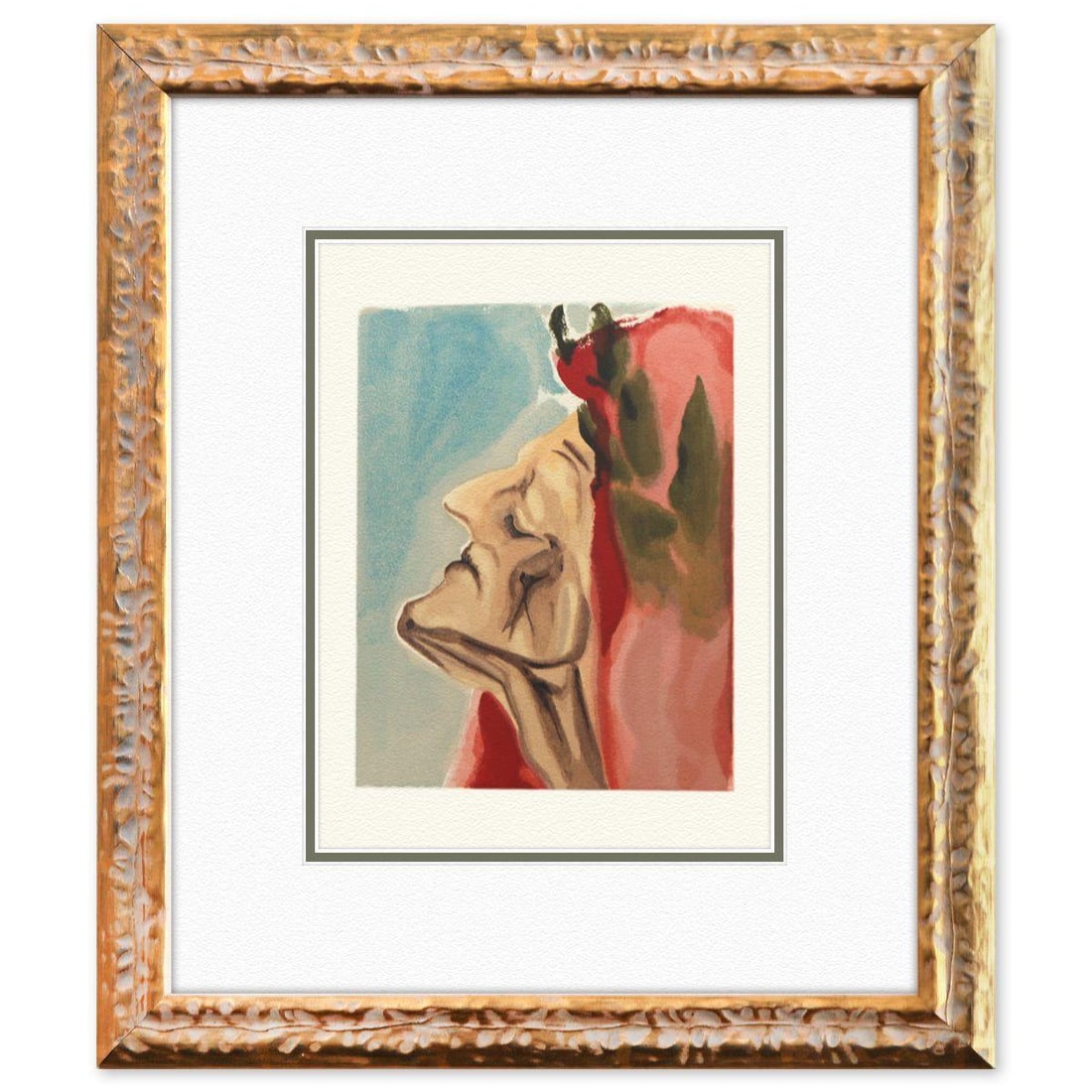 Salvador Dali- Original Color Woodcut on B.F.K. Rives Paper "Paradise 7": Artist: Salvador Dali. Medium: Original Color Woodcut on B.F.K. Rives Paper. Title: Paradise 7. Size: 13" x 10". Measures approx. 21" x 18" (framed). Certificate of Authenticity: Is included. Addition