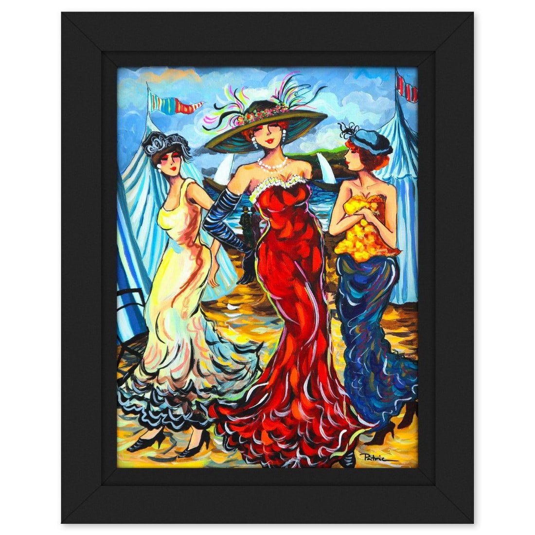 Patricia Govezensky- Original Acrylic on Canvas "Love, Laughter, and Lace": Artist: Patricia Govezensky. Medium: Original Acrylic on Canvas. Title: Love, Laughter, and Lace. Size: 16" x 12". Measures approx. 19.5" x 16" (framed). Signature: Hand signed. Certificate of Authent