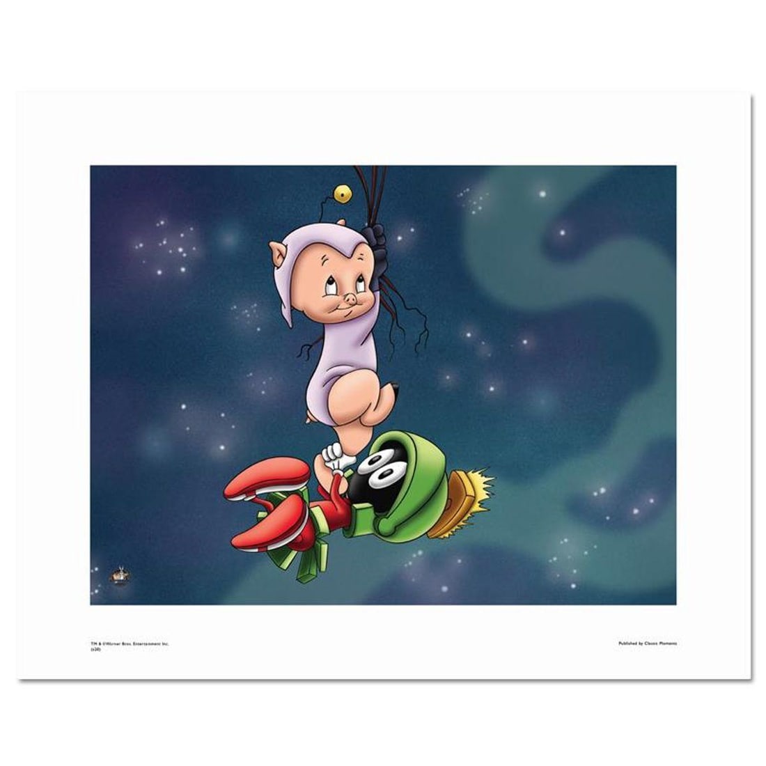 Marvin and Porky Numbered Limited Edition Giclee from Warner Bros, with Certificate of Authenticity.: Marvin and Porky is a limited edition giclee on paper from Warner Bros. featuring the Looney Tunes characters Marvin Martian and Porky Pig (as The Eager Young Space Cadet). It comes numbered, with hol