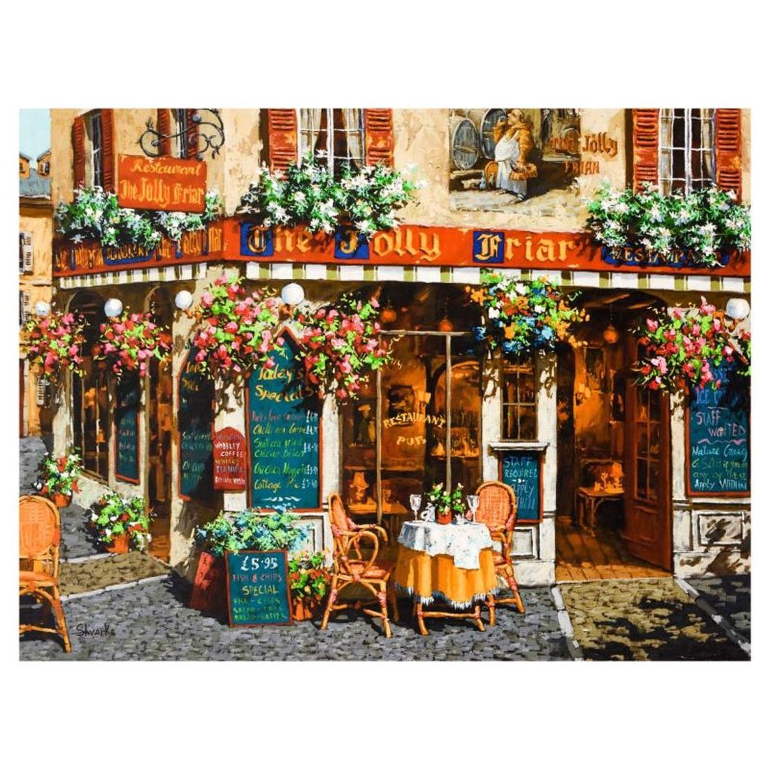 Viktor Shvaiko, "Jolly Friar" Hand Embellished Limited Edition on Canvas, Numbered and Hand Signed: Jolly Friar is a hand embellished limited edition giclee on canvas by Viktor Shvaiko, numbered and hand signed by the artist. Includes Letter of Authenticity. Measures approx. 40" x 30" (image). Refer
