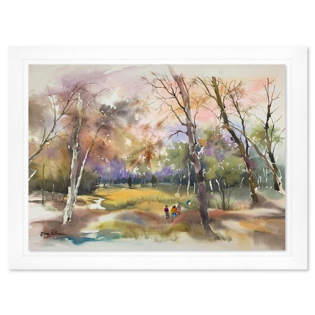 Zina Roitman, Framed Hand Signed Original Painting with Letter of Authenticity.: This is an untitled original painting on paper by Zina Roitman. The piece is hand signed, framed, and comes with a letter of authenticity. Measures approximately 27" x 35.5" (framed), 23" x 31.5" (she
