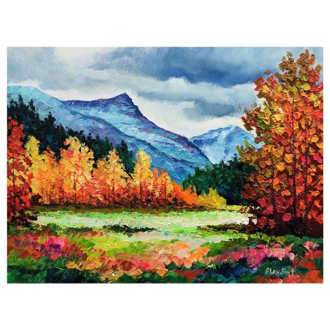 Alexander Antanenka, "Dancing Autumn" Original Painting on Canvas, Hand Signed with Letter of: Dancing Autumn is an original oil painting on stretched canvas by Alexander Antanenka. Hand signed by the artist, the piece comes with a letter of authenticity. Measures approximately 18" x 24" (image