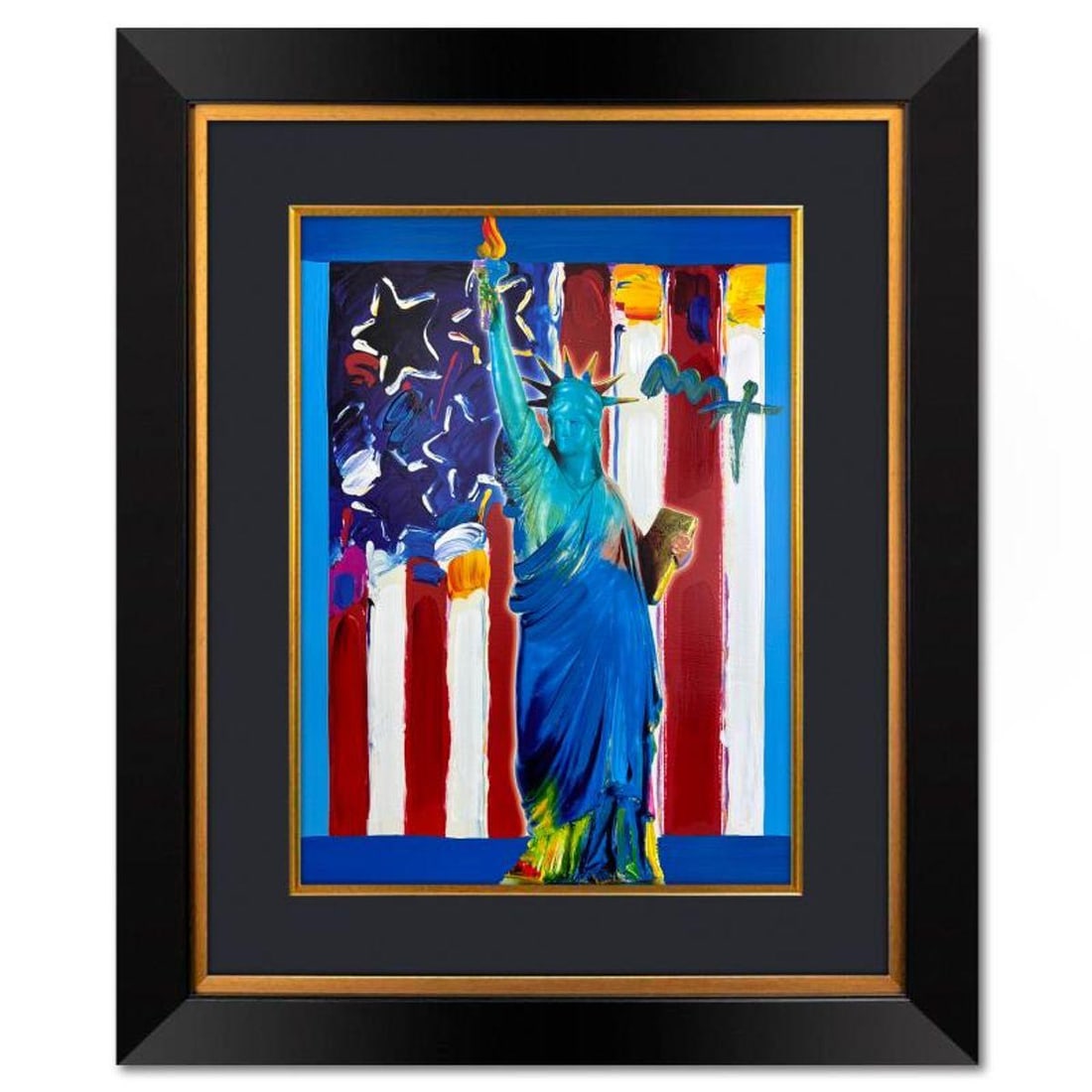 Peter Max, "United We Stand" Framed One-of-a-Kind Mixed Media, Hand Signed with Registration Number (1 of 2)