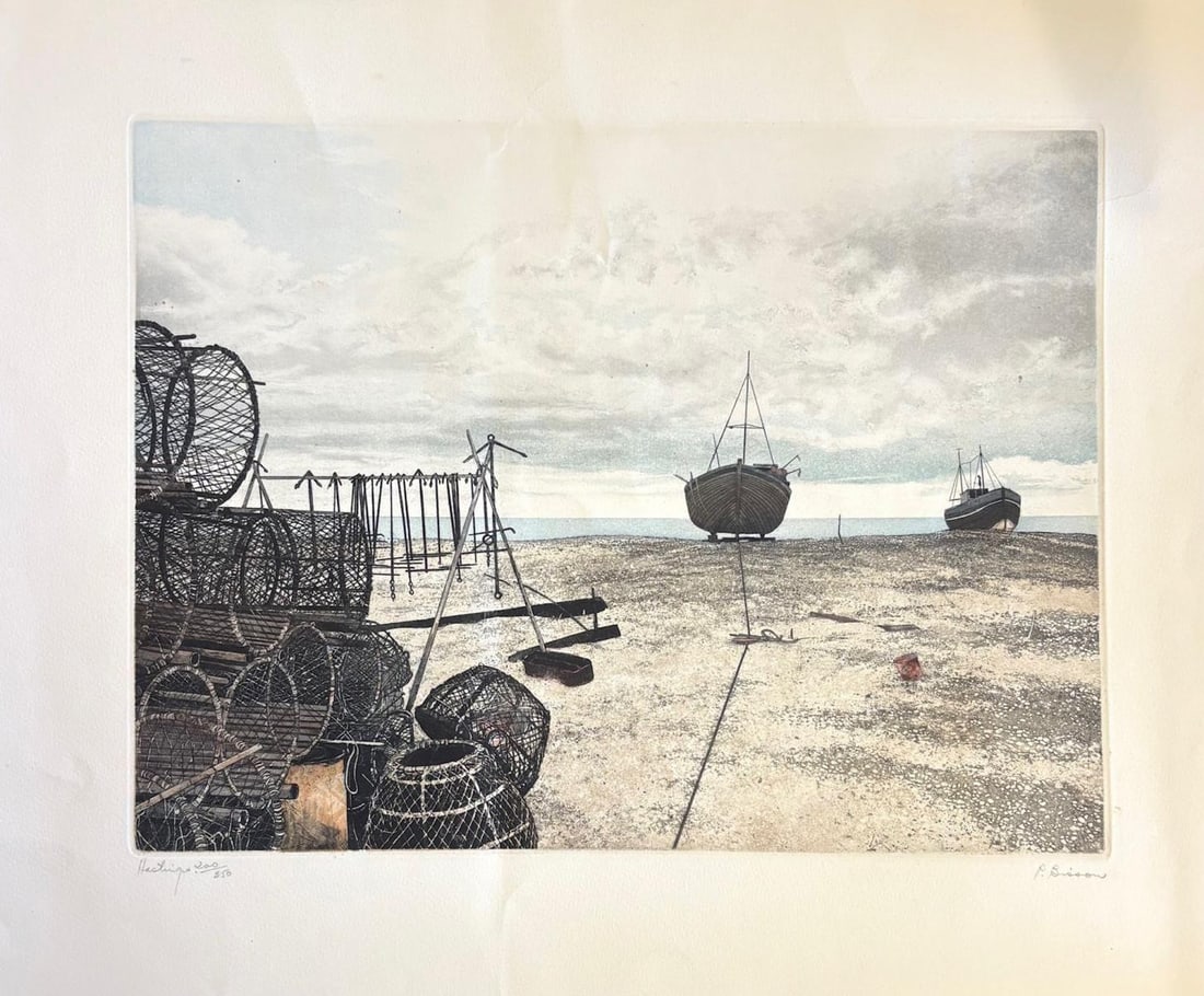 P. Bisson- Etching on paper: Artist: P. Bisson. Medium: Etching on paper. Size: 20" x 16". Signature: Hand Signed and numbered. Reference#: 33536.