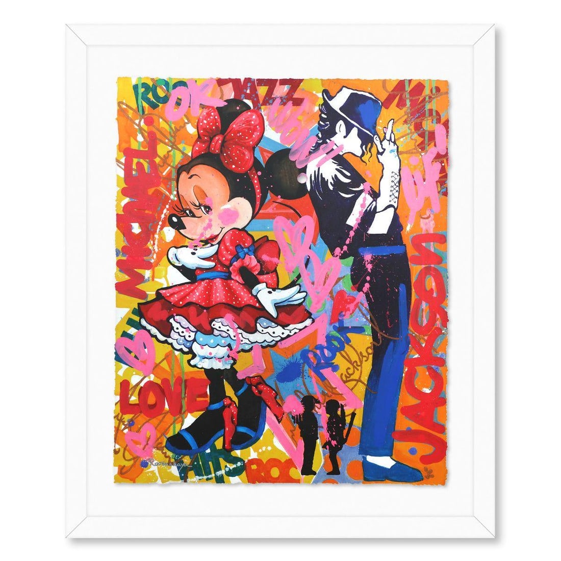Nastya Rovenskaya- Mixed Media on Paper "Back To Back": Artist: Nastya Rovenskaya. Medium: Mixed Media on Paper. Title: Back To Back. Size: 30" x 24". Measures approx. 38" x 32" (framed). Signature: Hand Signed. Certificate of Authenticity: Is included. Re