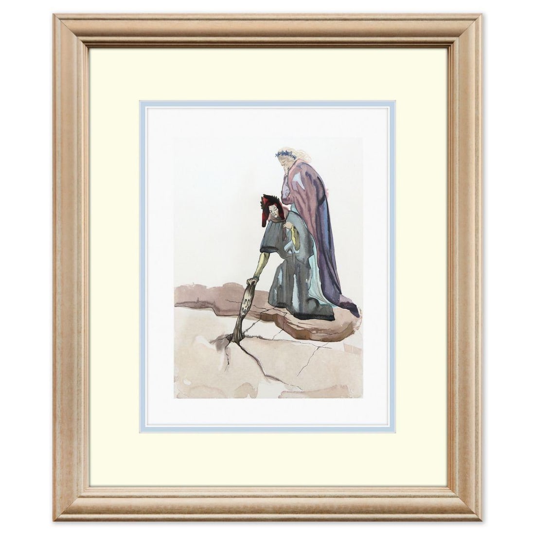 Salvador Dali- Original Color Woodcut on B.F.K. Rives Paper "Inferno 32": Artist: Salvador Dali. Medium: Original Color Woodcut on B.F.K. Rives Paper. Title: Inferno 32. Size: 13" x 10". Measures approx. 19" x 16" (framed). Certificate of Authenticity: Is included. Addition