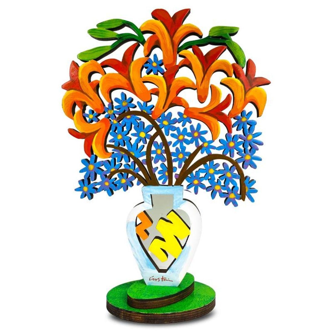 David Gerstein, "Bouquet Toronto" Hand Painted Limited Edition Wood Sculpture, Numbered 219/295 and: Bouquet Toronto is a hand painted limited edition wood sculpture by David Gerstein, numbered 219/295 and hand signed by the artist. Includes Letter of Authenticity. Measures approx. 19" x 13" x 4.5".