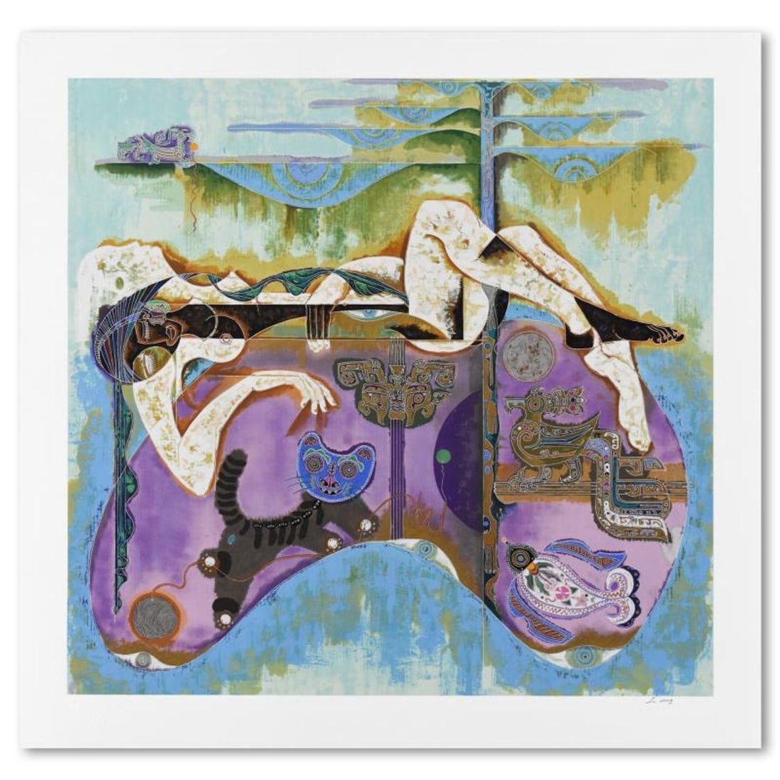 Lu Hong, "Magic" Limited Edition Serigraph, Numbered and Hand Signed with Letter of Authenticity: Magic is a limited edition serigraph on paper by Lu Hong, numbered and hand signed by the artist. Includes Letter of Authenticity. Measures approx. 38" x 37" (with border), 33" x 32" (image). Referenc
