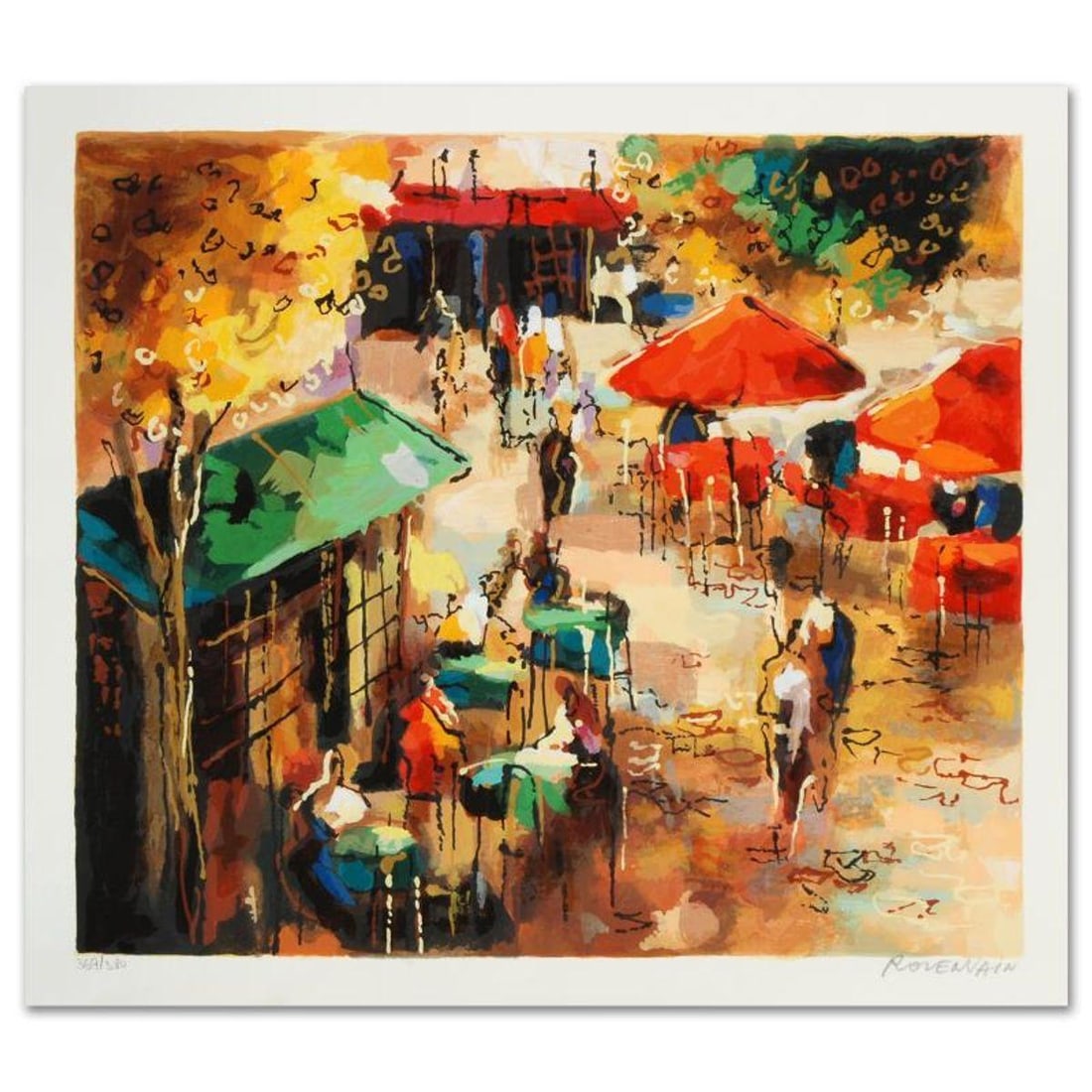 Street Scene Limited Edition Serigraph by Michael Rozenvain, Hand Signed with Certificate of: Michael Rozenvain's remarkable art piece is full of rich color and entertaining artistry! "Street Scene" is a limited edition serigraph on paper, hand signed by Rozenvain! Includes Certificate of Auth